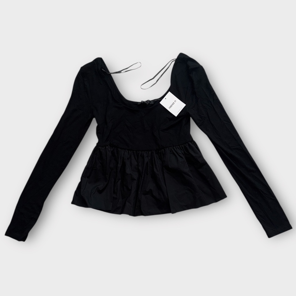 Forever 21 KNIT/Top/Peplum/Black. Brand New Never Worn. Size Large
